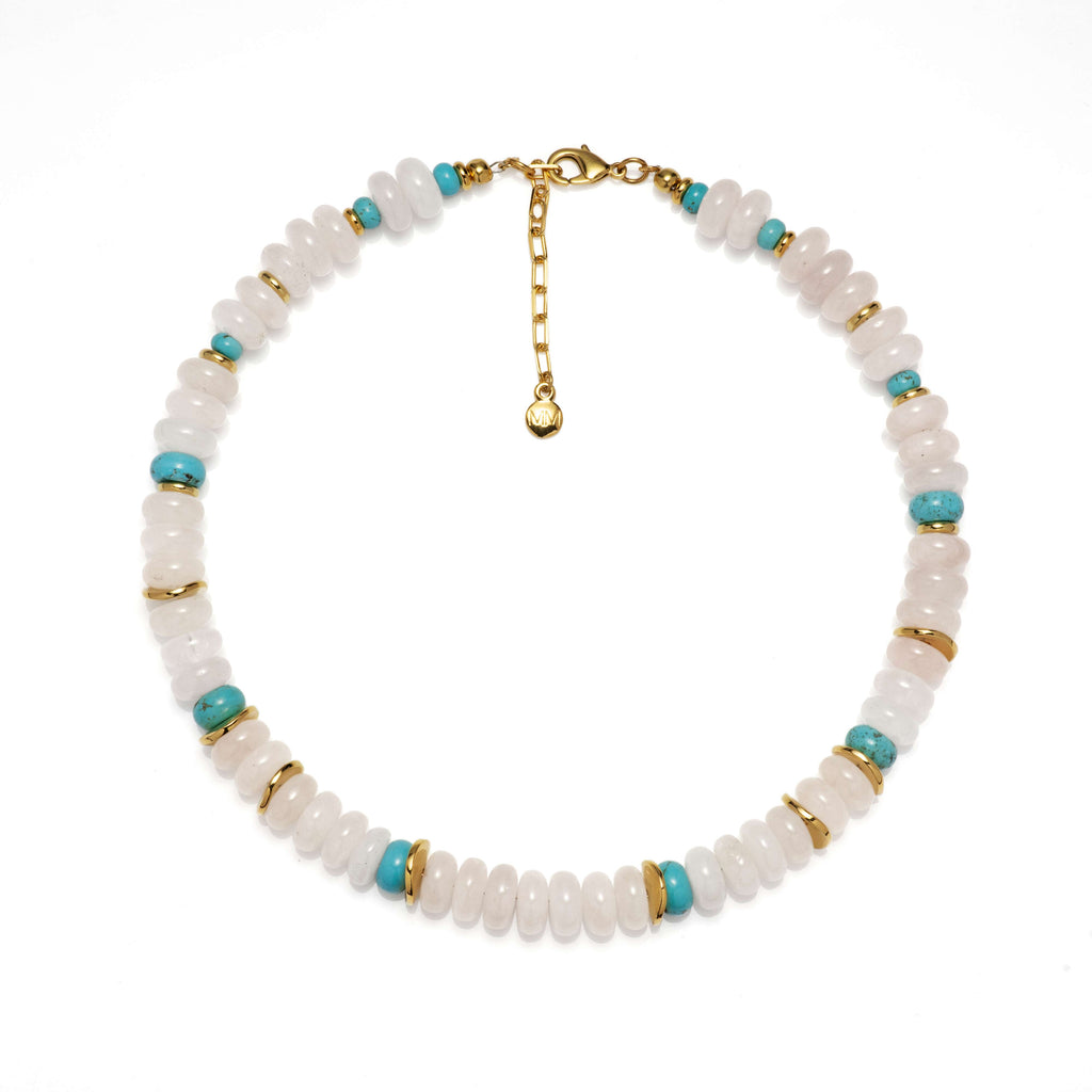 Quartz and Turquoise Beaded Necklace