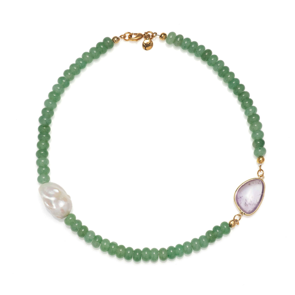 Pearl and Stone Necklace in Aventurine