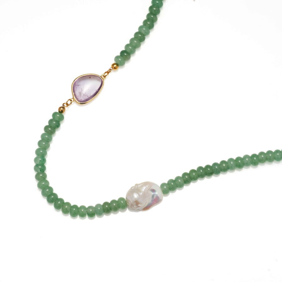 Pearl and Stone Necklace in Aventurine
