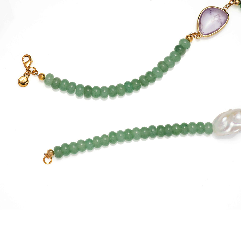 Pearl and Stone Necklace in Aventurine