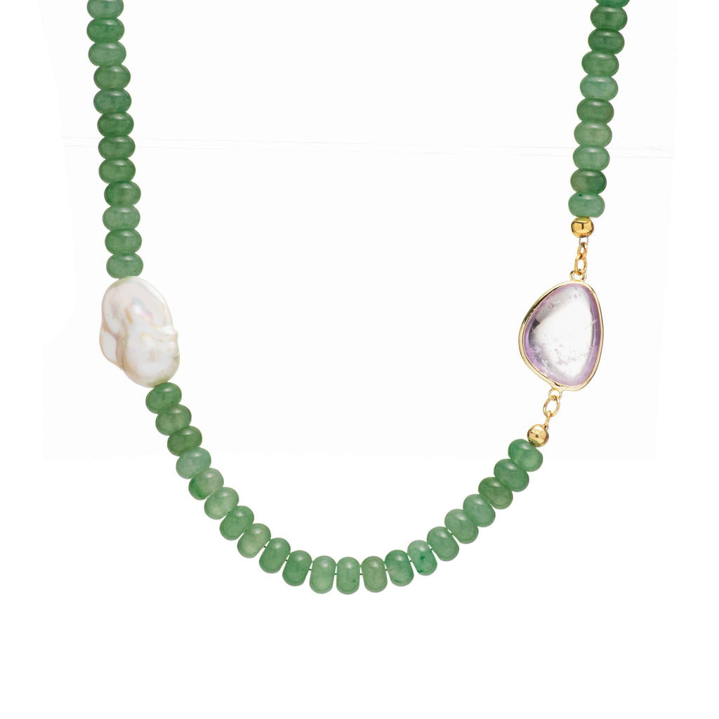 Pearl and Stone Necklace in Aventurine