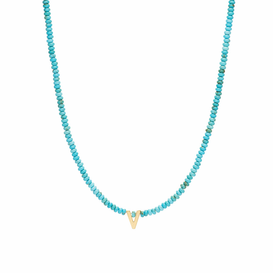 Initial Turquoise Beaded Necklace