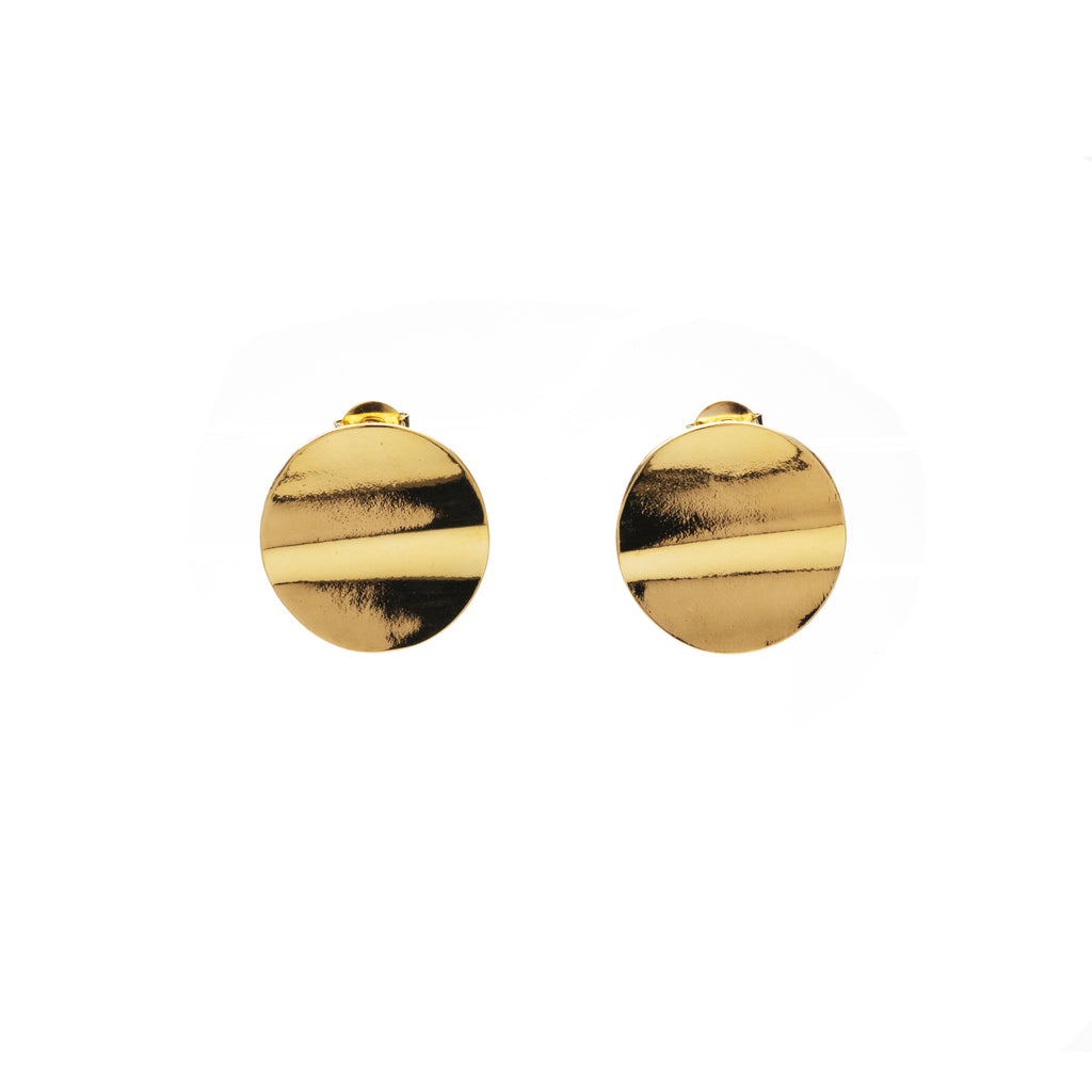 Gold Flat Circle Statement Earrings