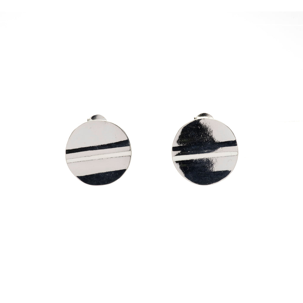 Silver Flat Circle Statement Earrings
