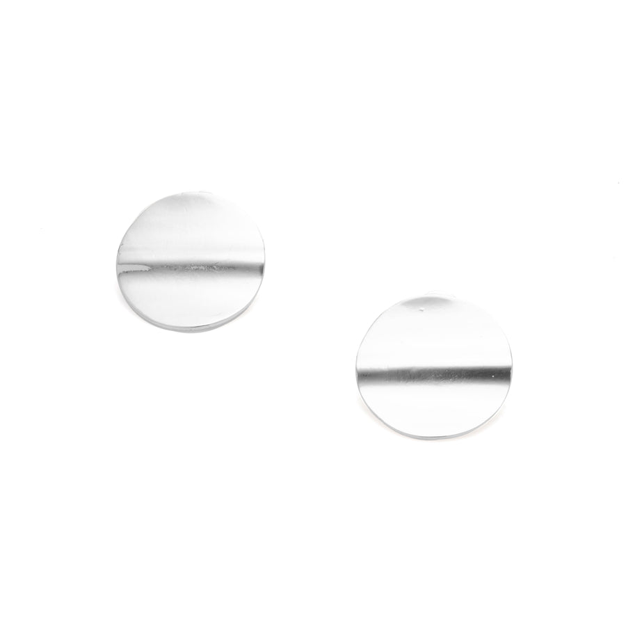 Silver Flat Circle Statement Earrings