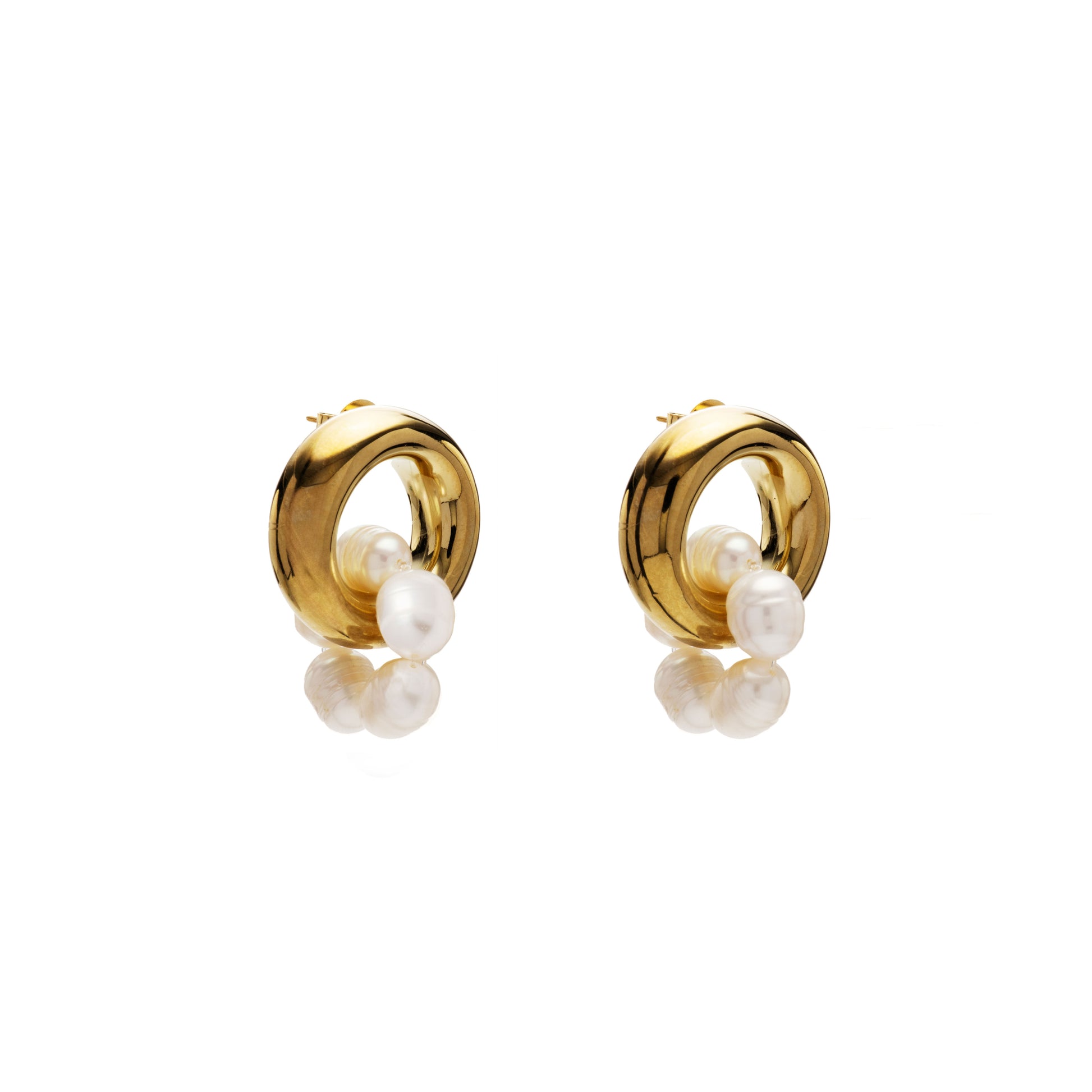 Bold Gold and Pearl Earrings