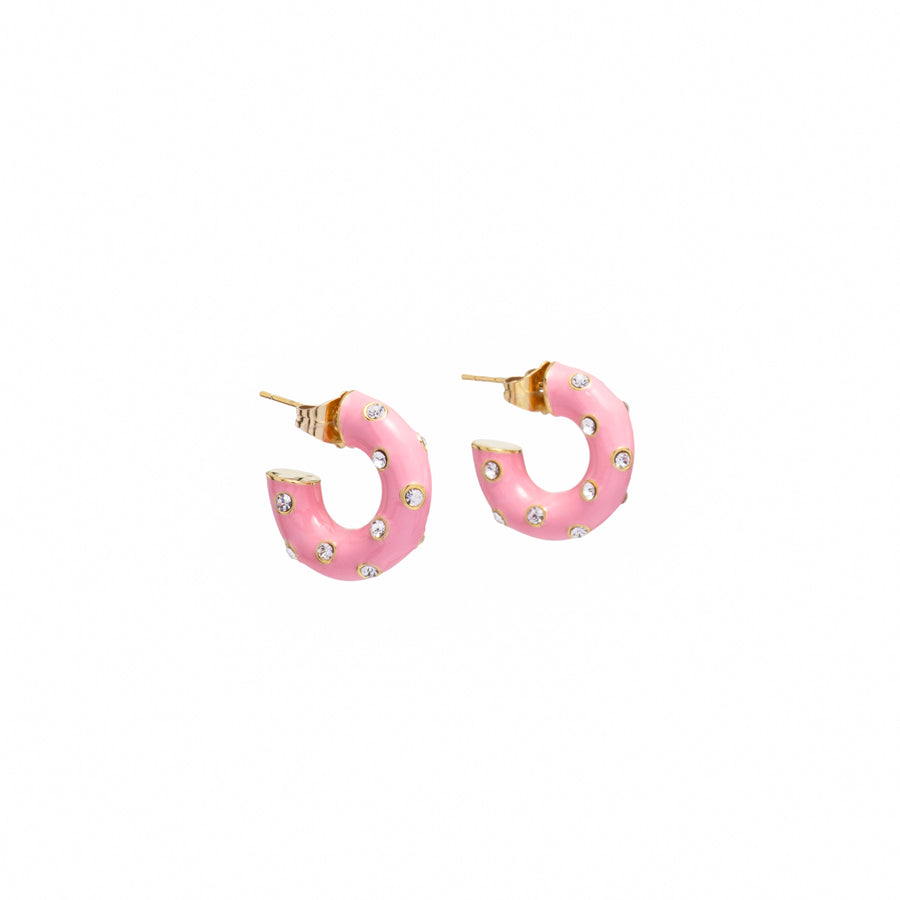 Enamel Embellished Hoop Earrings