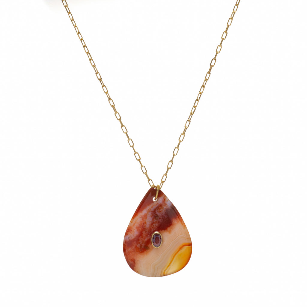 Teardrop Stone Pendant Necklace