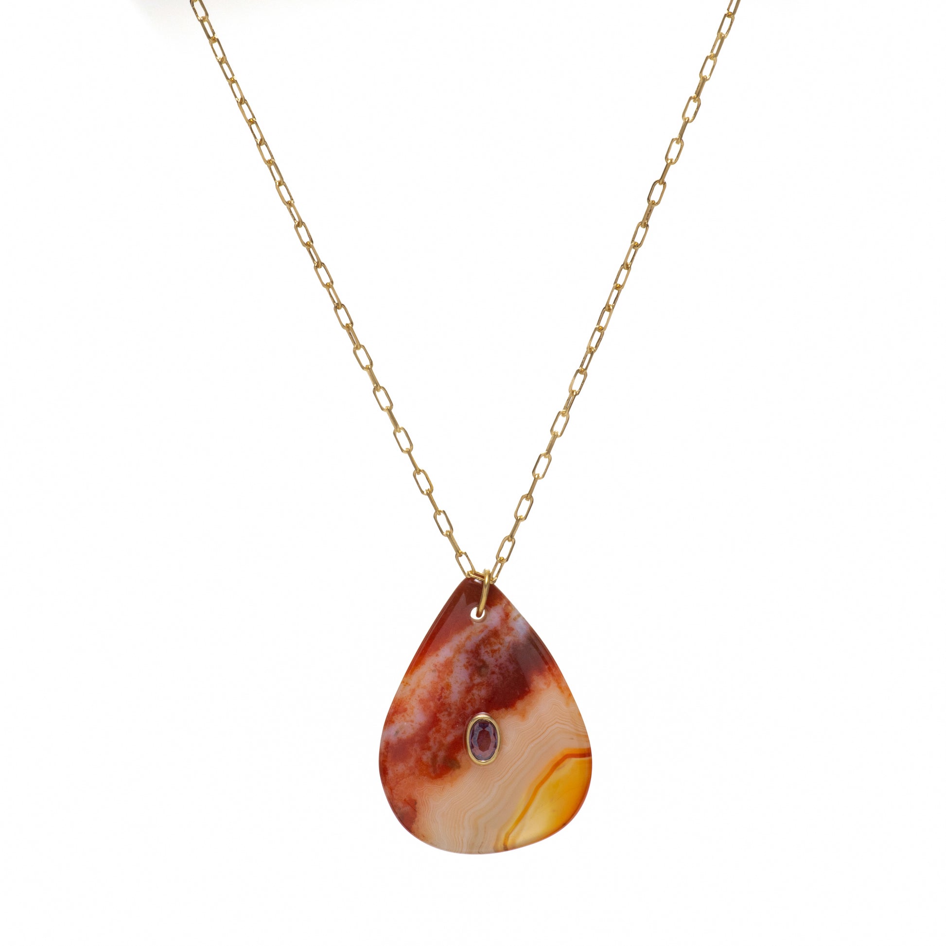 Teardrop Stone Pendant Necklace