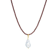 Garnet Beaded Baroque Pearl Necklace
