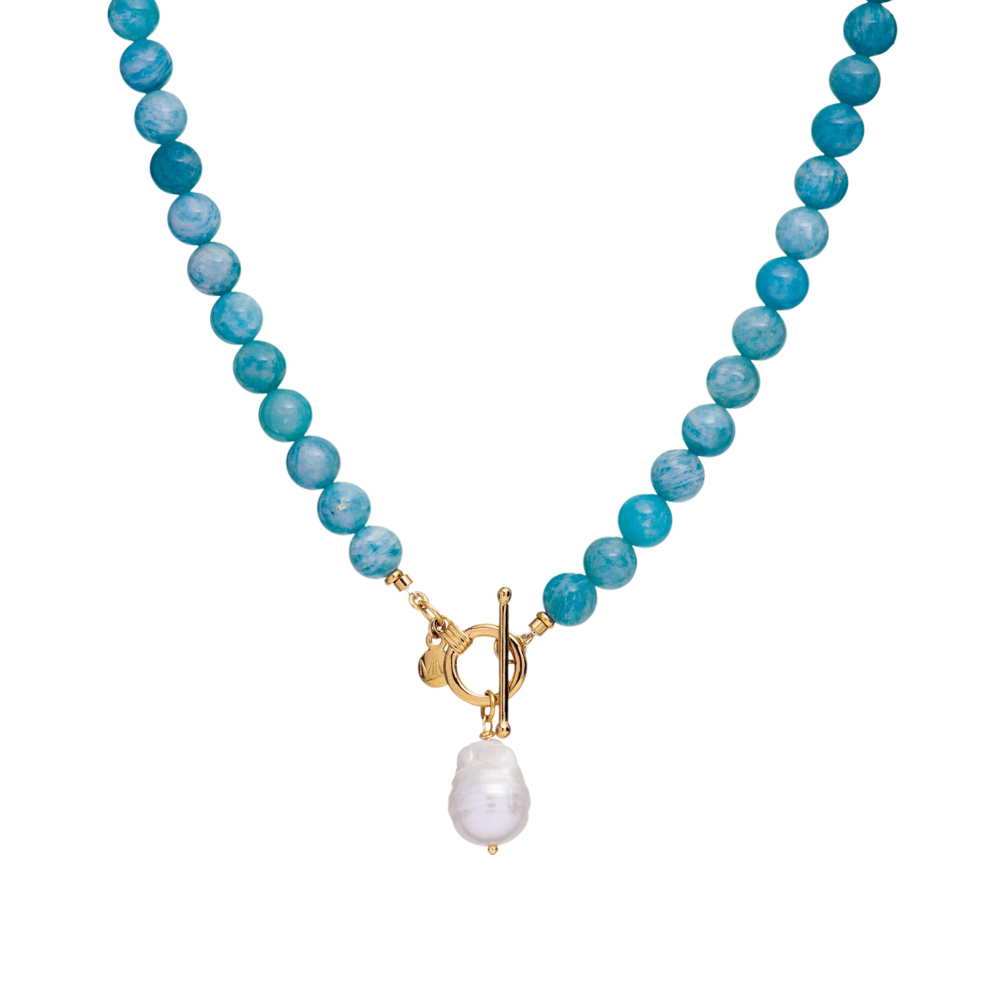 Turquoise Beaded Necklace with Baroque Pearl
