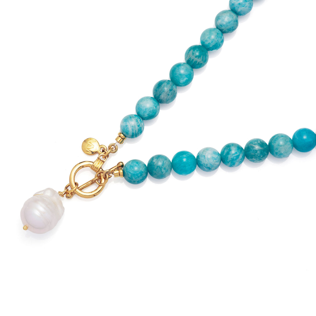 Turquoise Beaded Necklace with Baroque Pearl