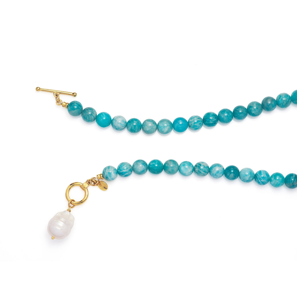 Turquoise Beaded Necklace with Baroque Pearl