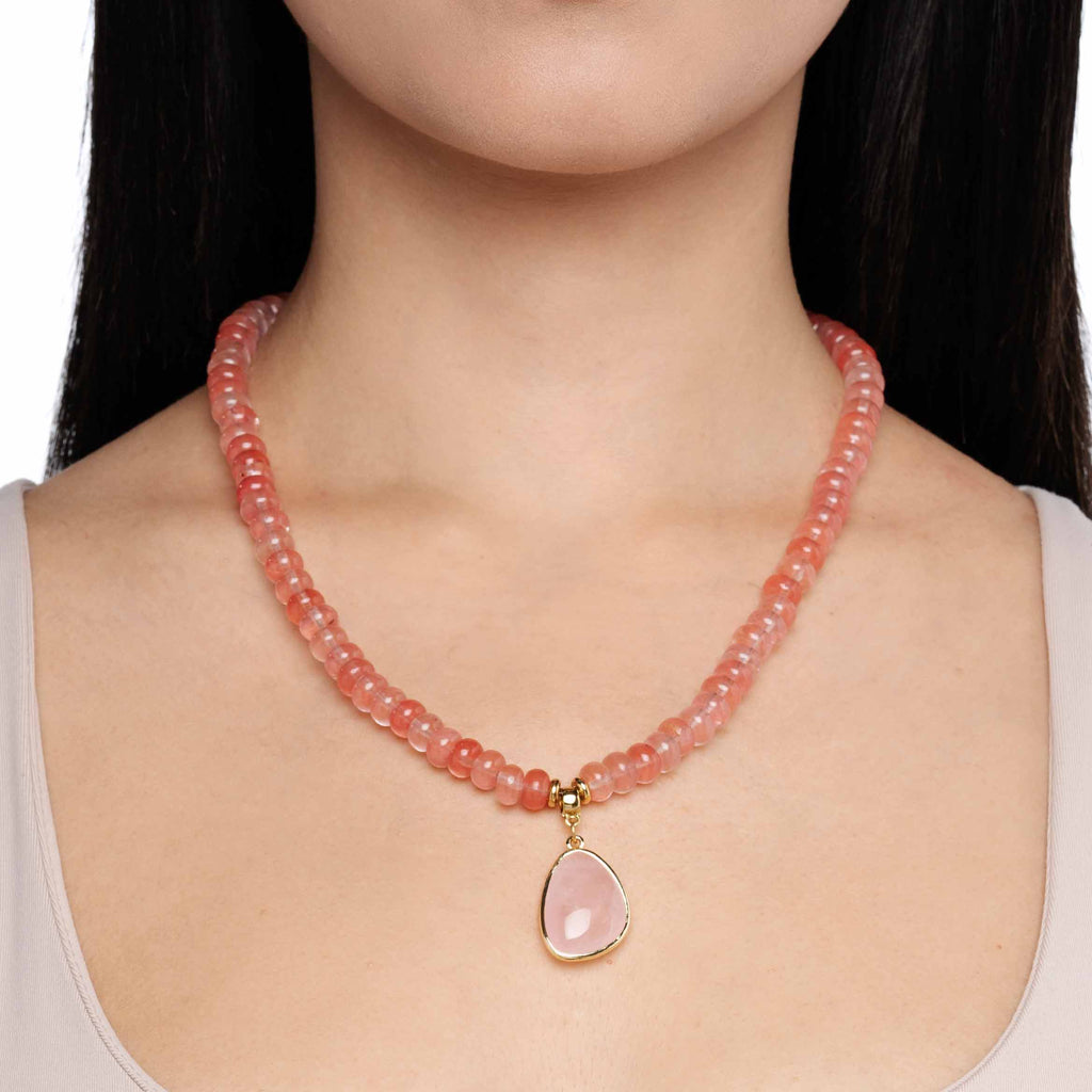 Cherry Quartz Beaded Necklace