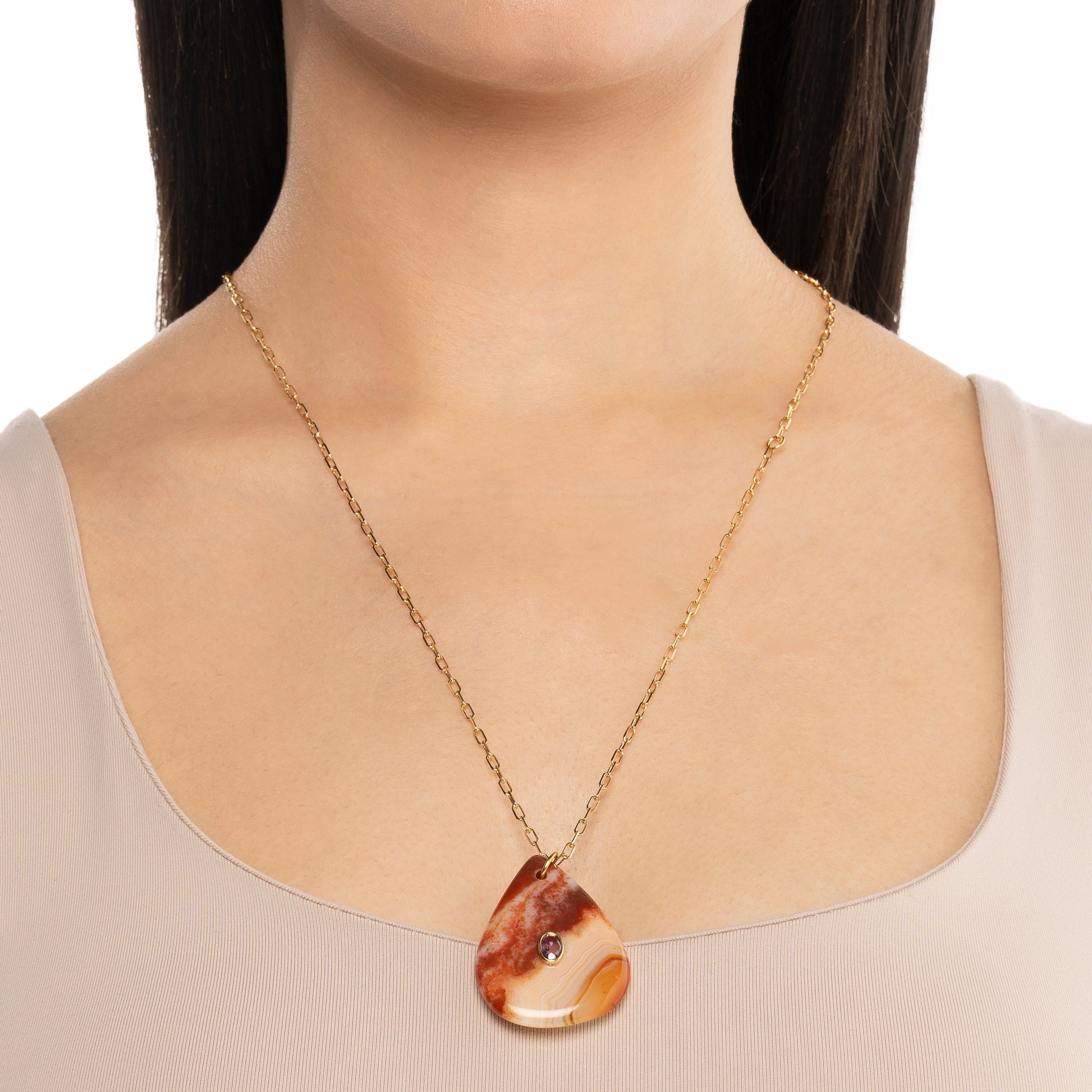 Teardrop Stone Pendant Necklace