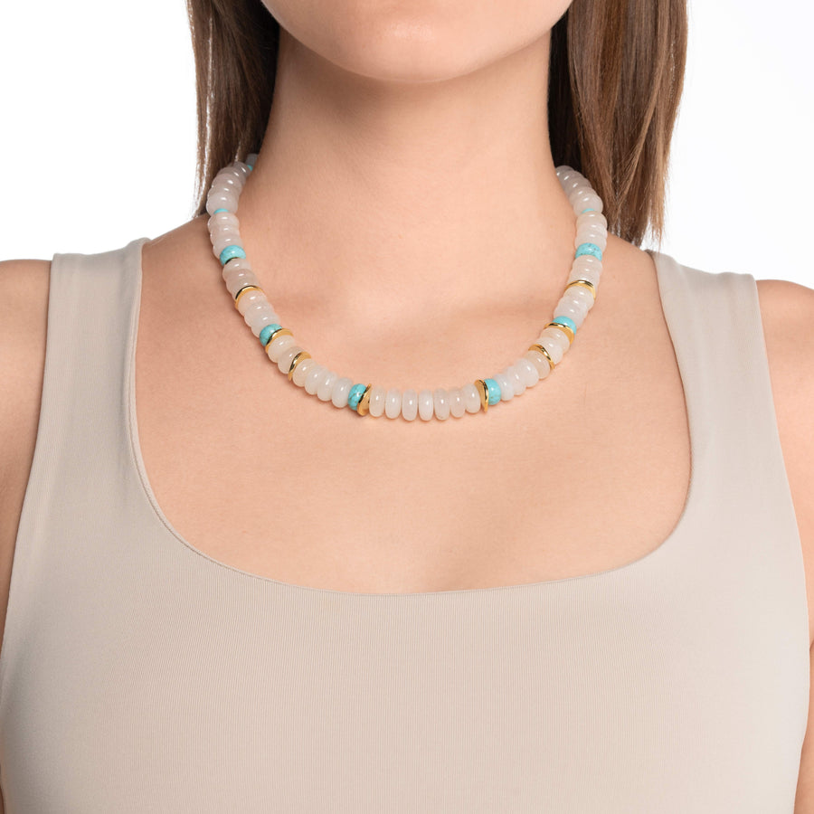 Quartz and Turquoise Beaded Necklace
