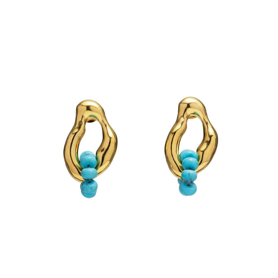 Organic Turquoise Beaded Earrings