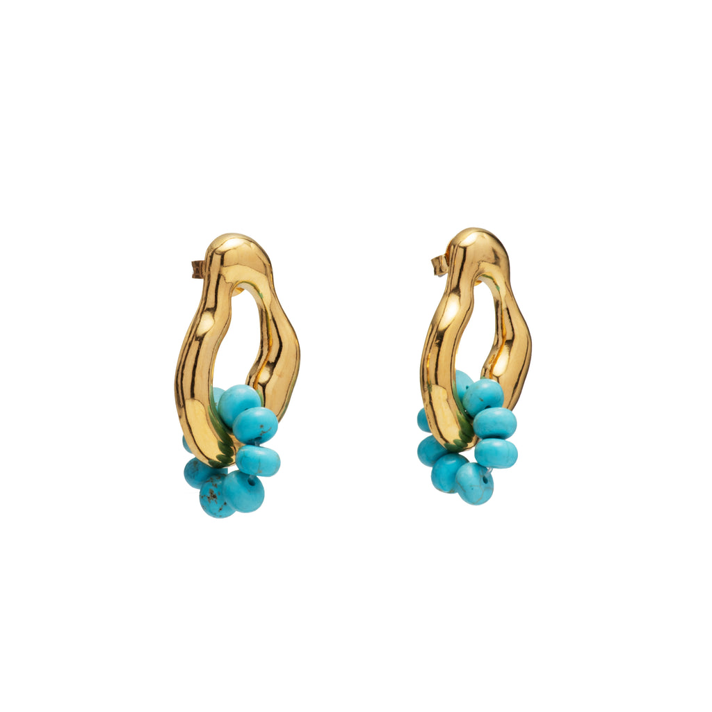 Organic Turquoise Beaded Earrings