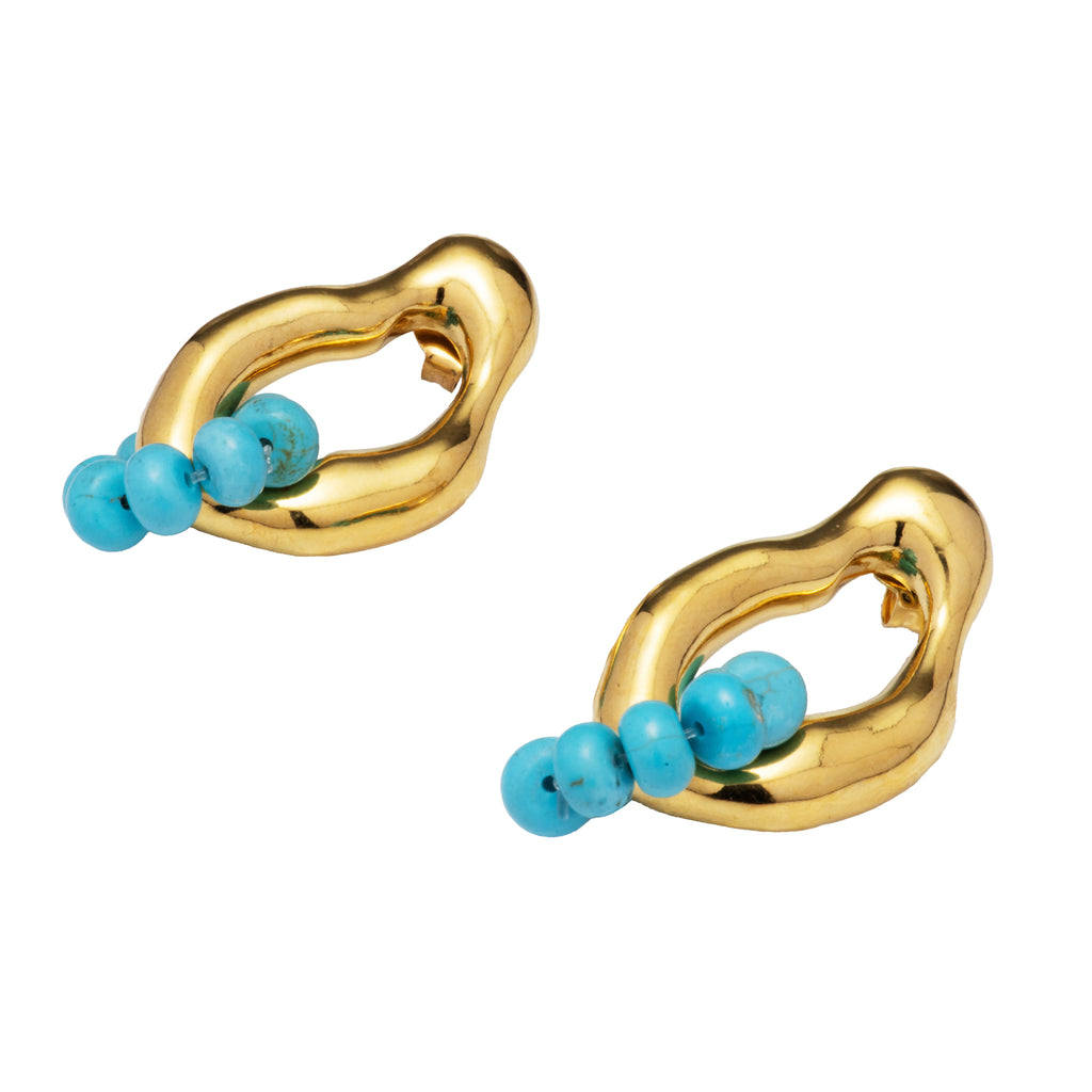 Organic Turquoise Beaded Earrings
