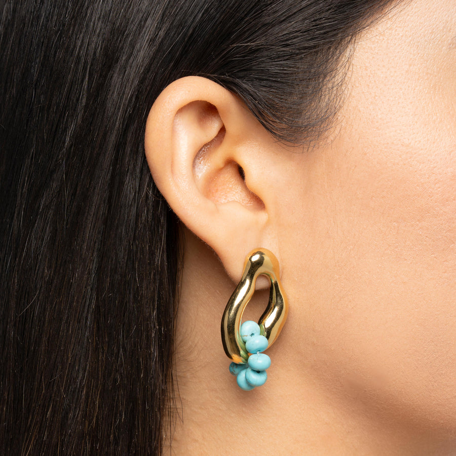 Organic Turquoise Beaded Earrings