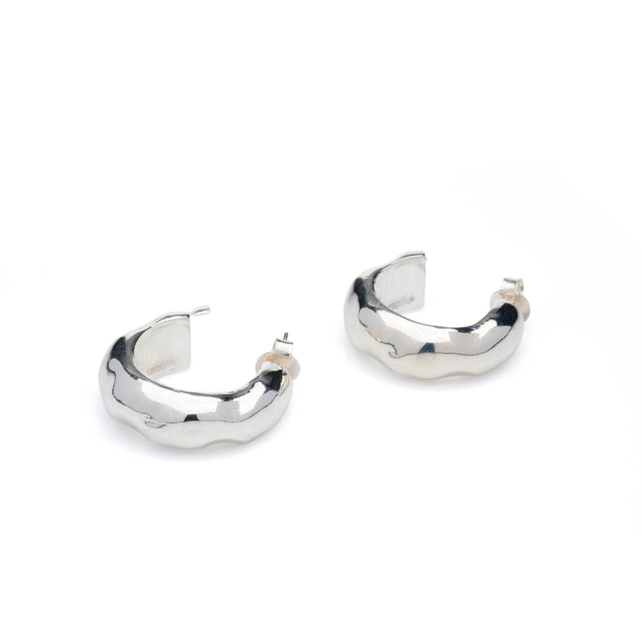 Silver Hammered Hoops