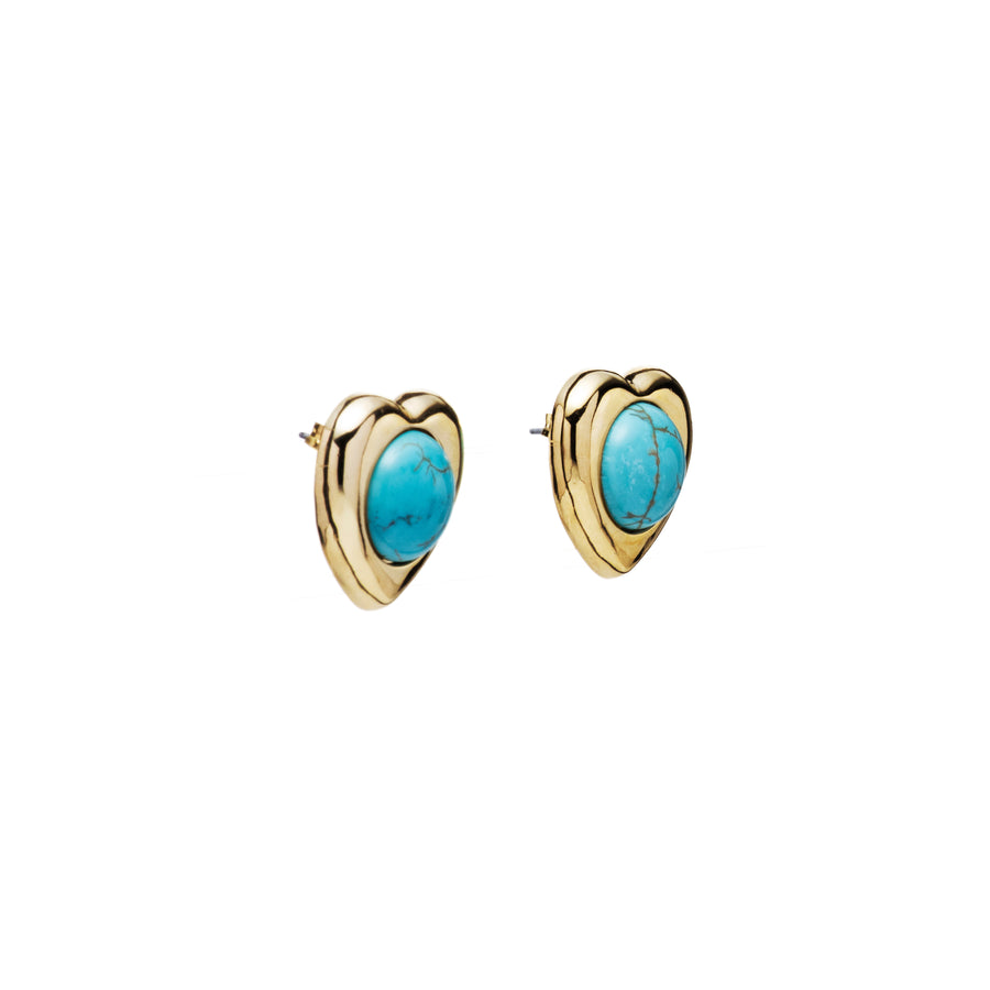 Stone Heart Earrings in Turquoise