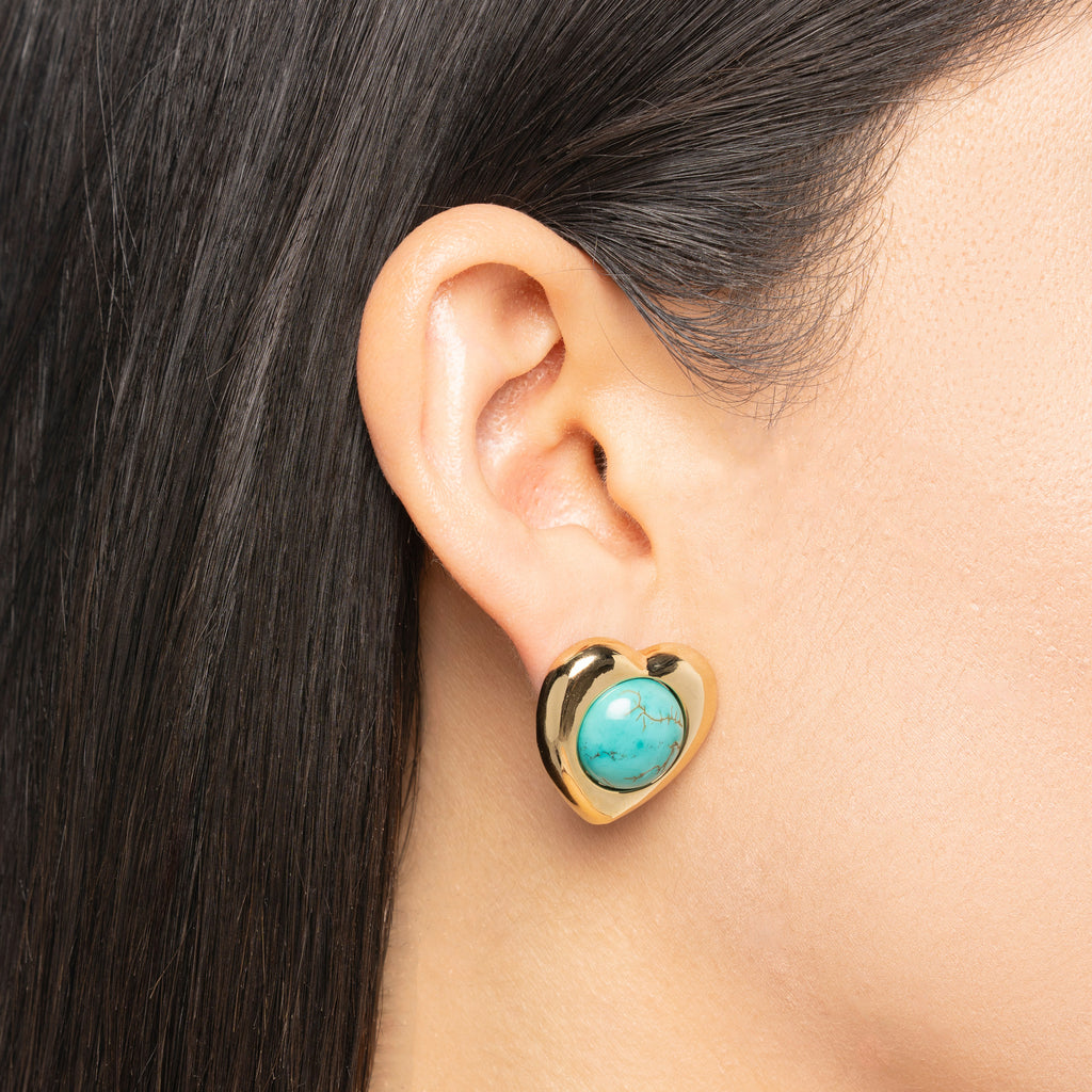 Stone Heart Earrings in Turquoise