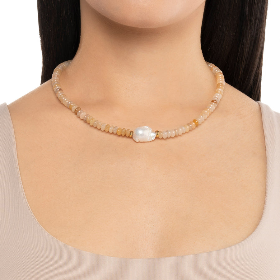 Topaz Beaded Baroque Pearl Necklace