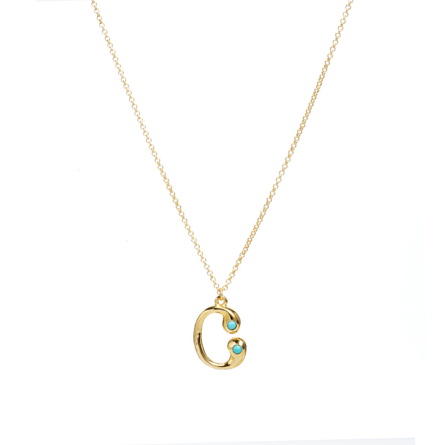 Turquoise Bubble Initial Necklace