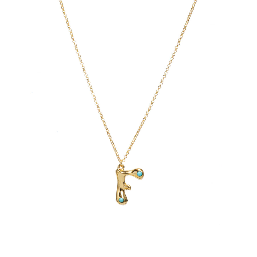 Turquoise Bubble Initial Necklace