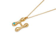 Turquoise stone deals initial necklace