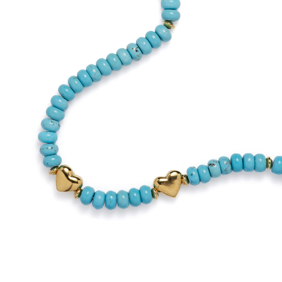 Turquoise Beaded Heart Necklace