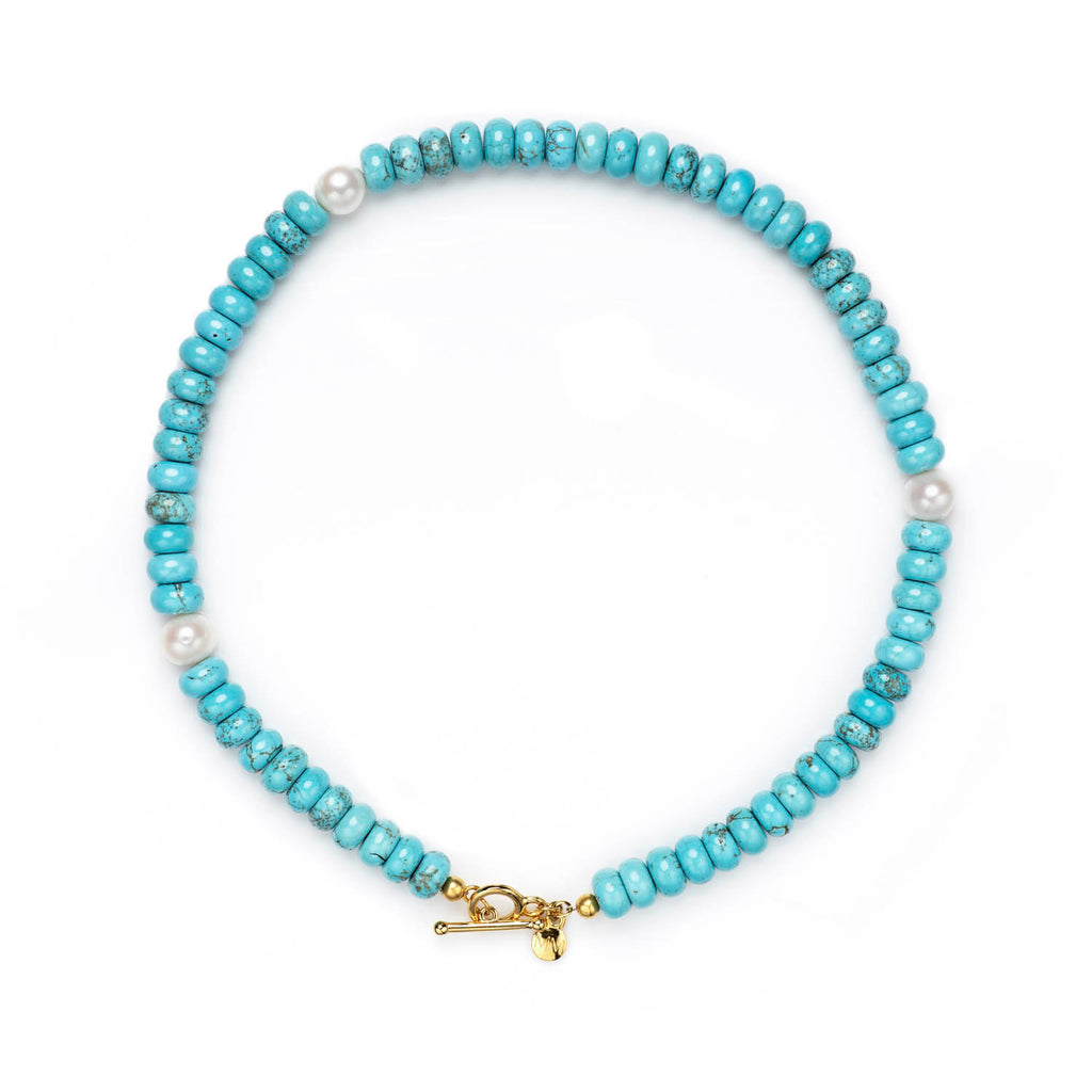 Turquoise Beaded Pearl Necklace