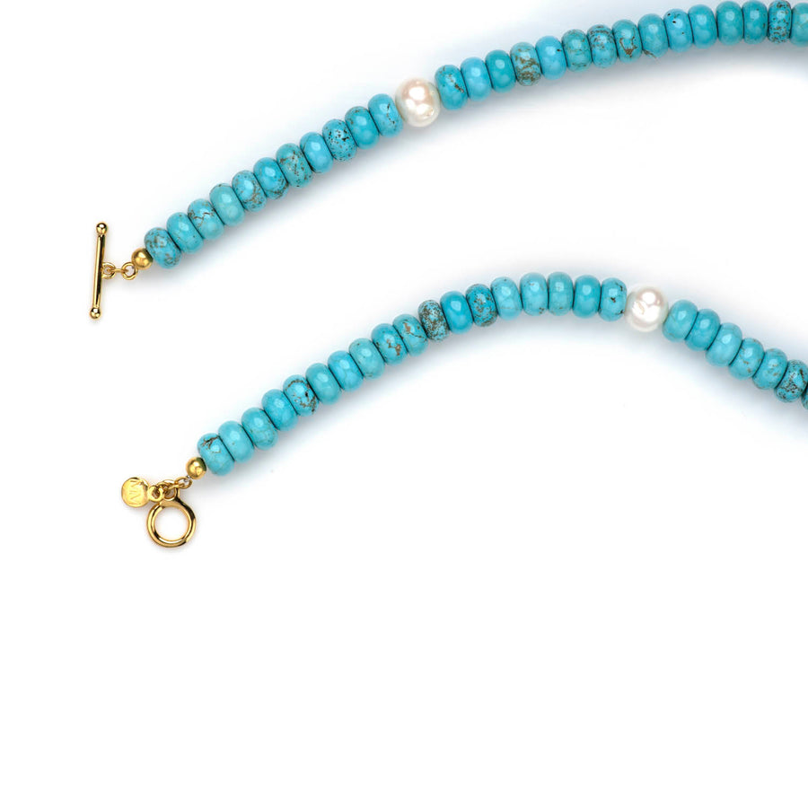 Turquoise Beaded Pearl Necklace