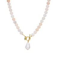 Aventurine Beaded Necklace With Baroque Pearl 1