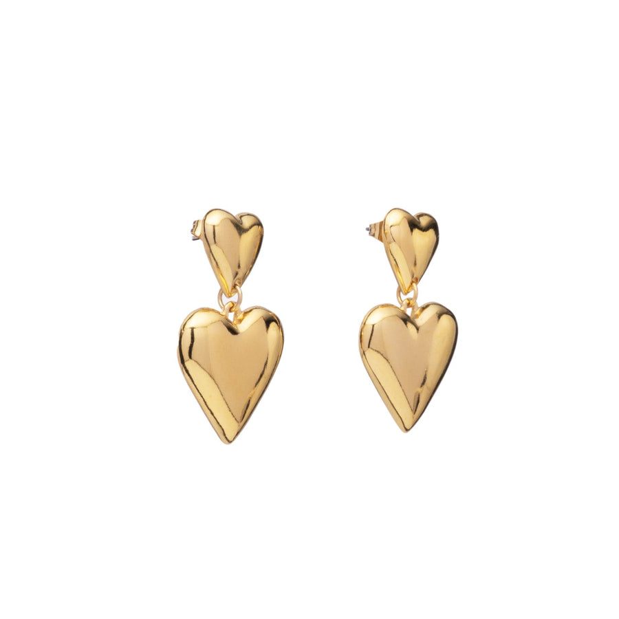 Double Heart Drop Earrings