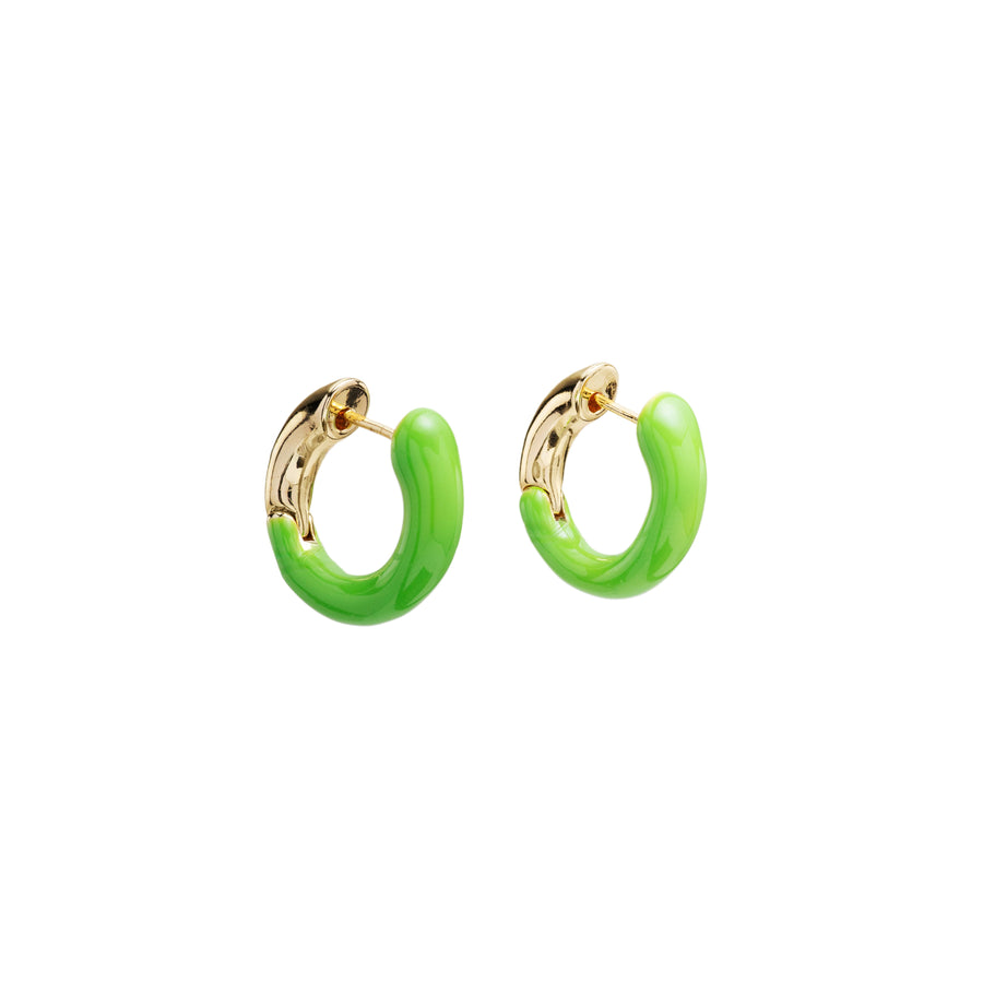 Lime Enamel Huggie Hoops 1