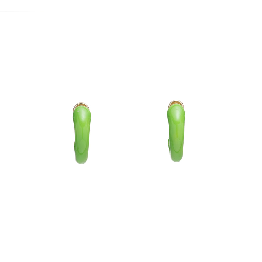 Lime Enamel Huggie Hoops 2