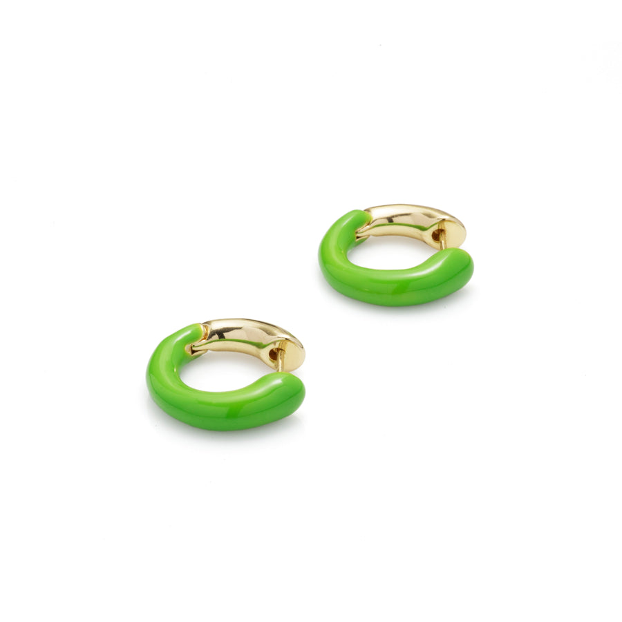 Lime Enamel Huggie Hoops 3