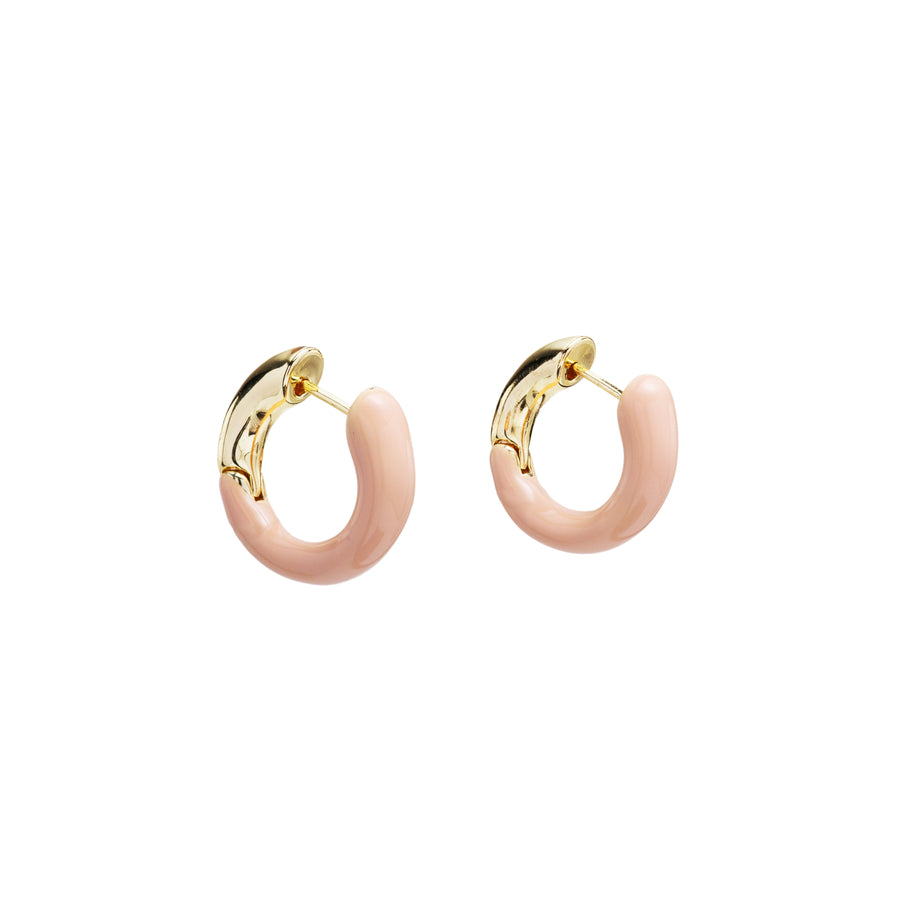 Pink Enamel Huggie Hoops 2