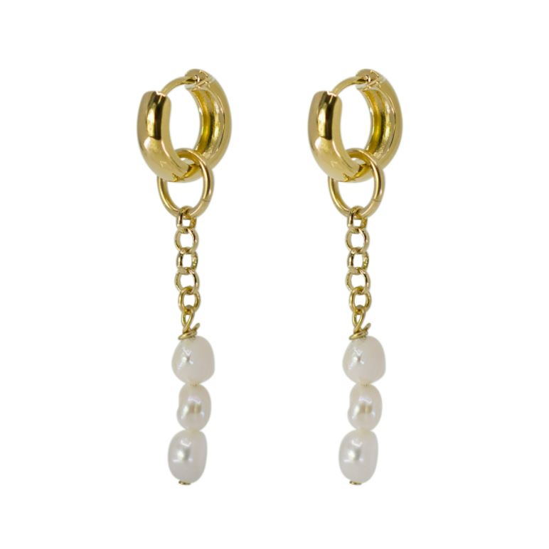 Rolo Chain Pearl Earrings