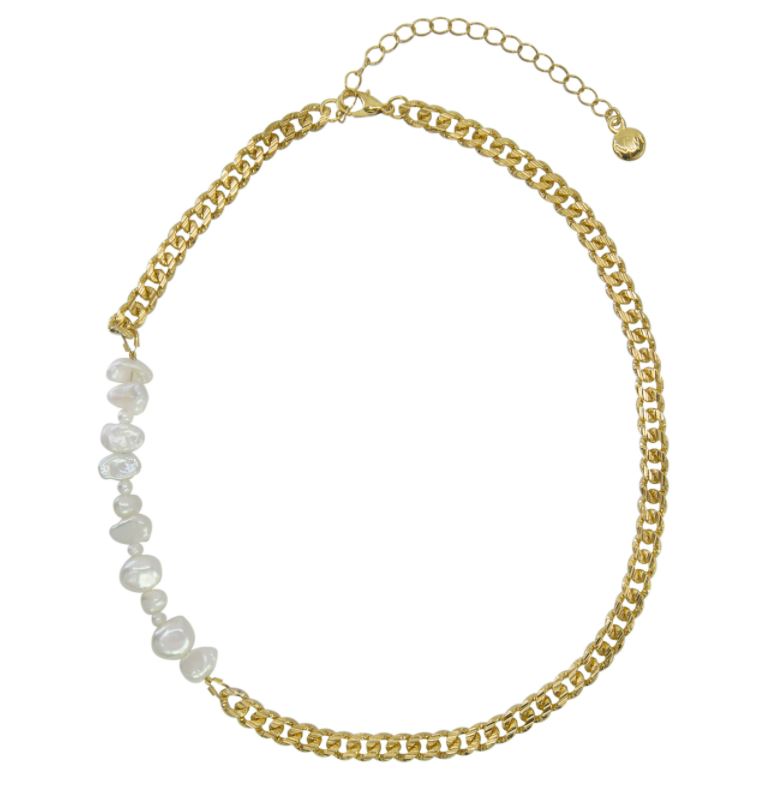 Curb Chain Pearl Necklace