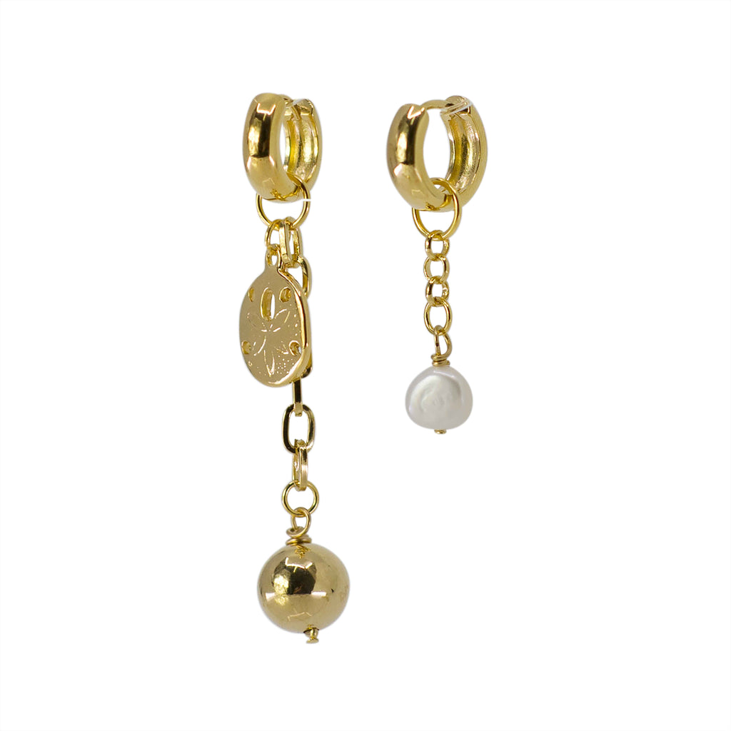 Assymetrical Chain Charm Earrings