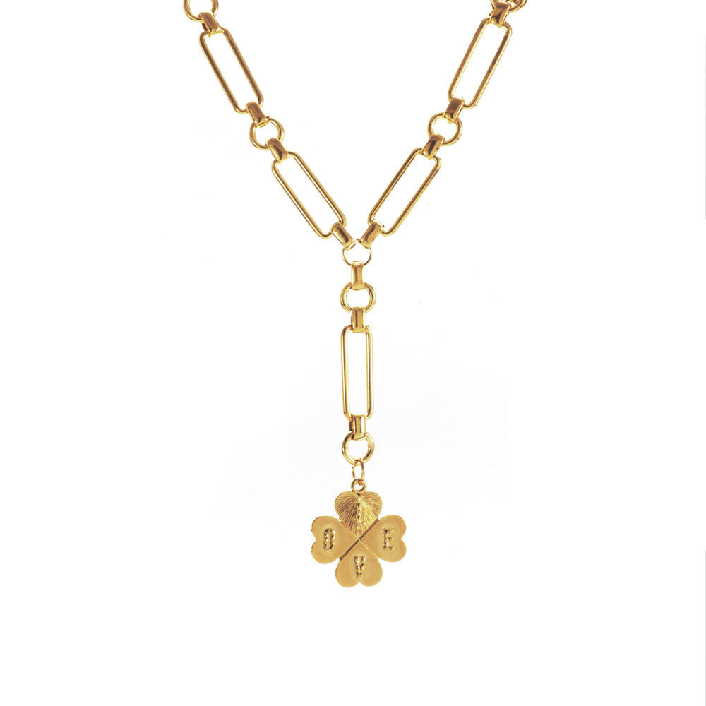 Love Clover Bold Link Lariat Necklace