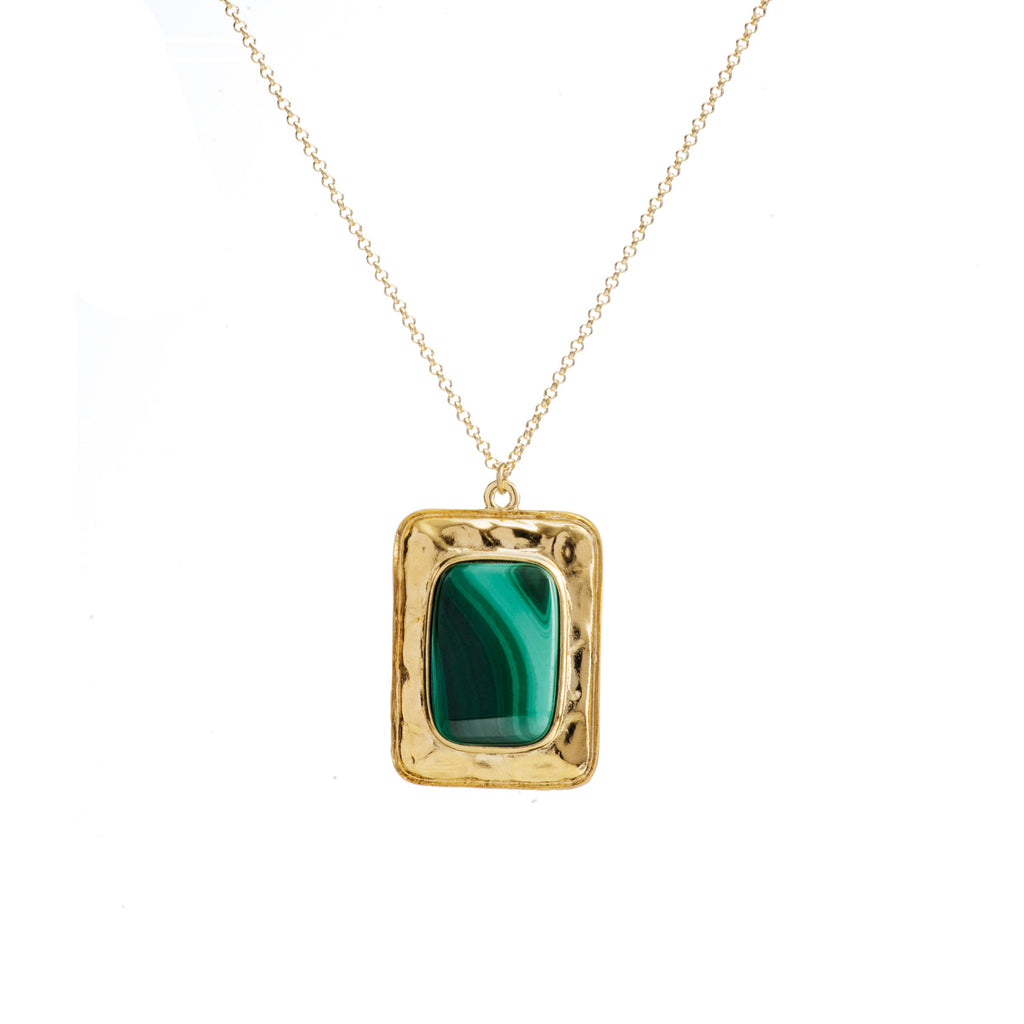 Malachite Rectangle Bold Pendant Necklace