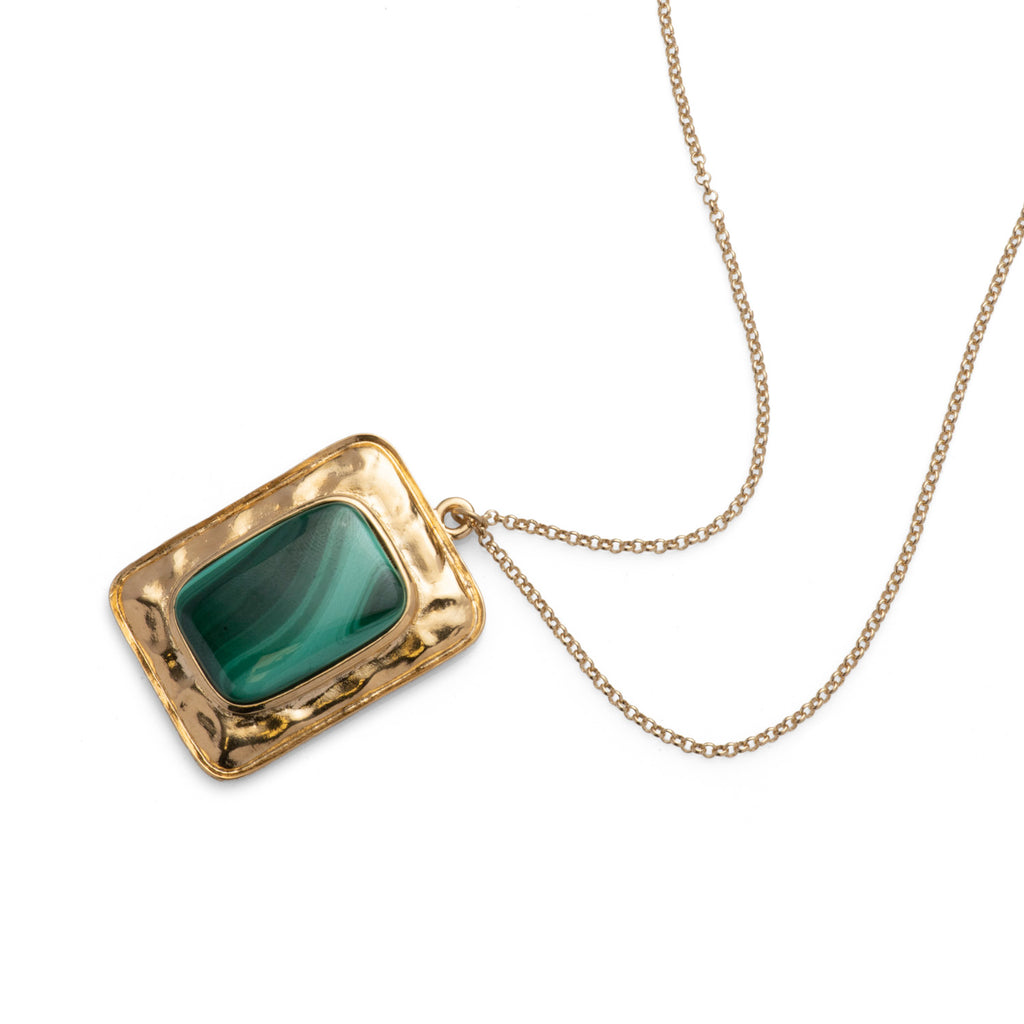 Malachite Rectangle Bold Pendant Necklace