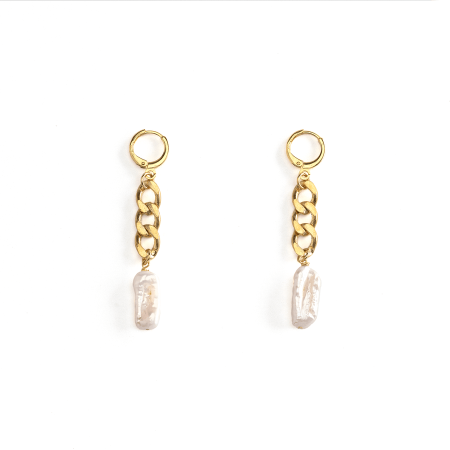 Pearl Curb Chain Earrings