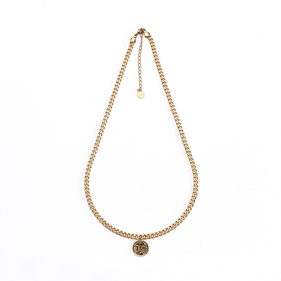Coin Curb Chain Necklace