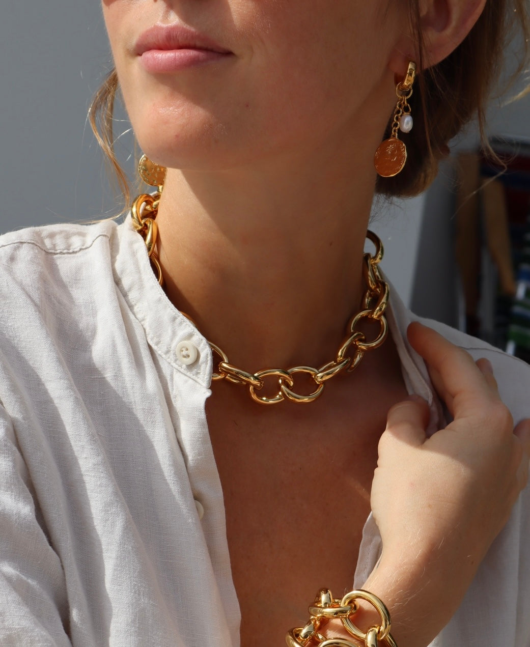 Assymetrical Chain Charm Earrings